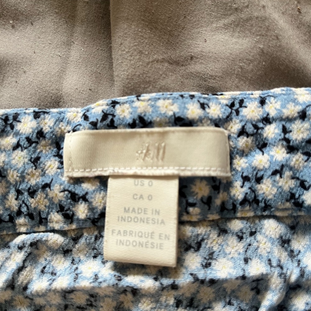 H&M Light Blue Floral Midi Skirt